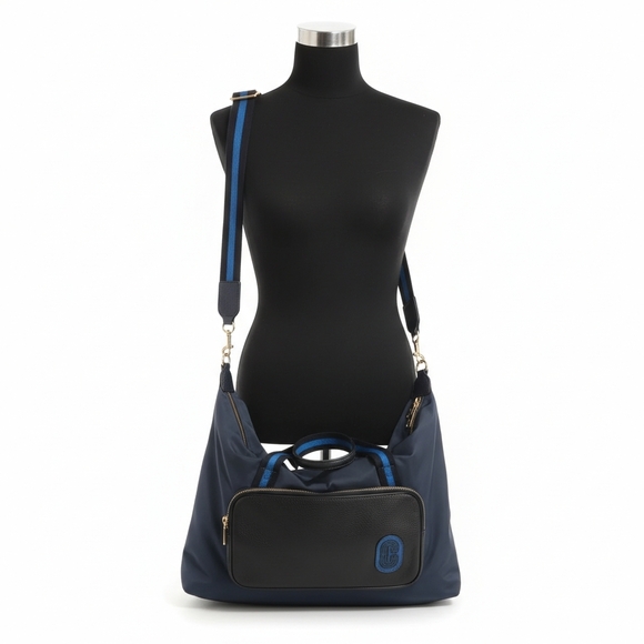 COACH Navi Blue Leather & Nylon COURT WEEKENDER Duffle Suitcase